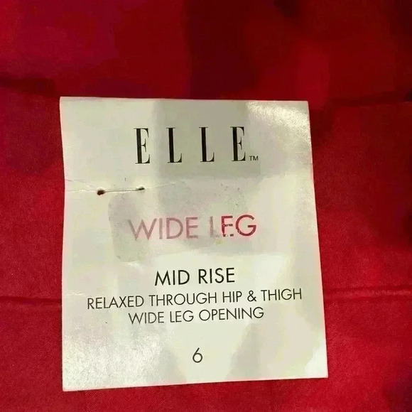Elle Midrise Wide Leg Red Trousers Size 6 NWT - Picture 4 of 6